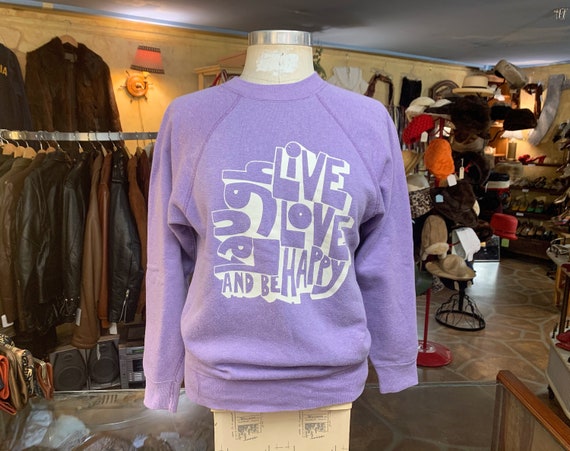 Vintage 70s sweatshirt | 1970s live laugh love and