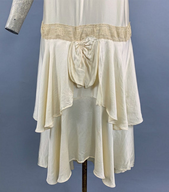 Vintage 1920s silk flapper dress | 1920s ivory si… - image 4