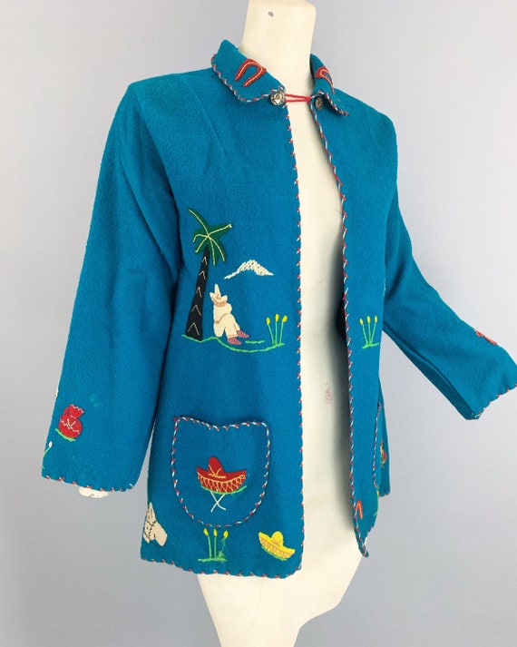 Vintage 40s Arte Azteca Mexican souvenir jacket |… - image 5