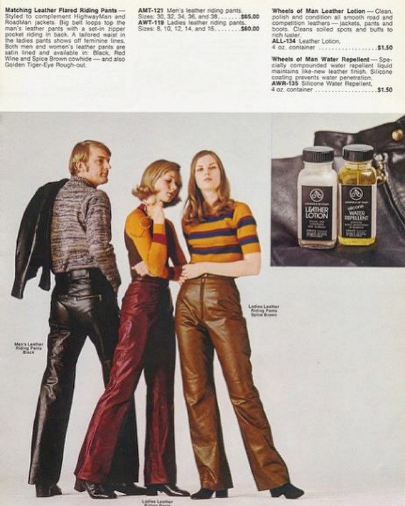 Vintage 70s Wheels of Man leather biker outfit 1970… Gem