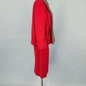 Vintage 30er Jahre Damen Rock Anzug mit Mouton Kragen 1930er Jahre 1940er Jahre Haus erdrich rote Wolle Pelz Kragen Jacke & Rock Anzug Bild 6