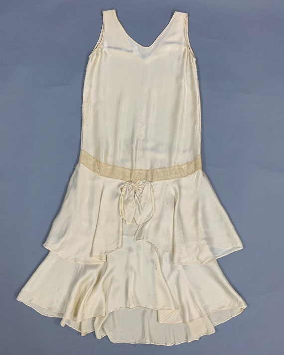 Vintage 1920s silk flapper dress | 1920s ivory si… - image 8