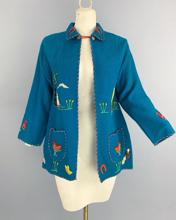 Vintage 40s Arte Azteca Mexican Souvenir Jacket | 1940s Hand  