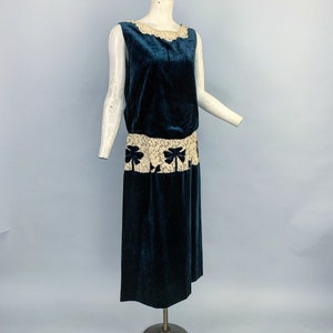 1920s Sapphire Velvet & Lace Dress Vintage 20s Blue Velvet - Etsy