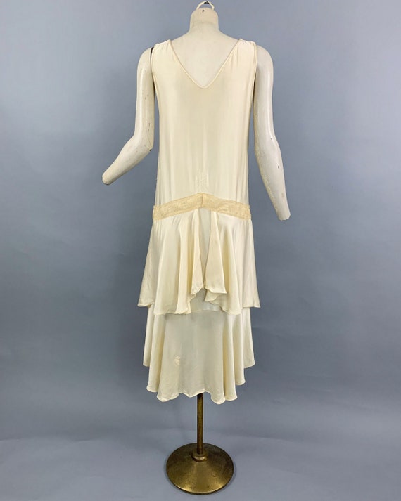 Vintage 1920s silk flapper dress | 1920s ivory si… - image 7