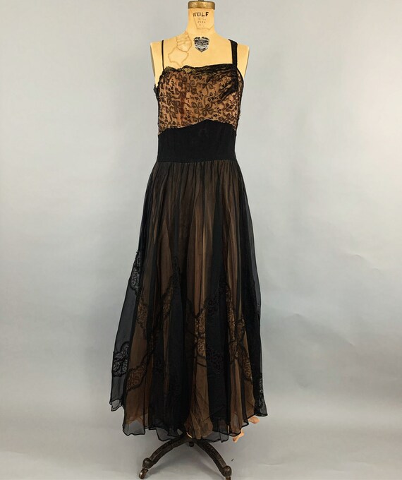 Vintage 40s 50s lace tulle evening gown | 1940s 1… - image 2