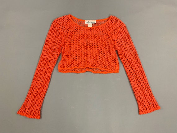 Vintage 90s Necessary Objects orange net cotton m… - image 3