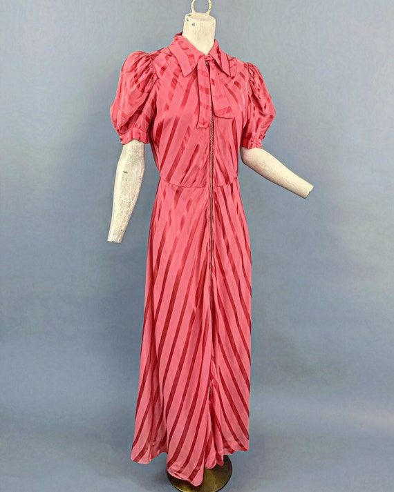 Vintage 30s 40s candy cane striped rayon satin pu… - image 6