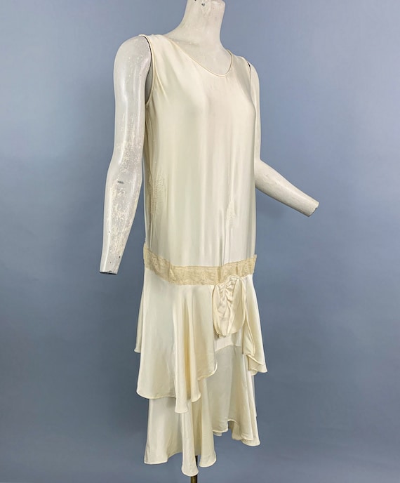 Vintage 1920s silk flapper dress | 1920s ivory si… - image 5