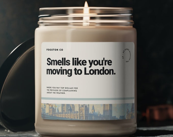 Smells like you're moving to London candle, London, Moving, Eco Friendly, Scented Candle, 9oz Candle