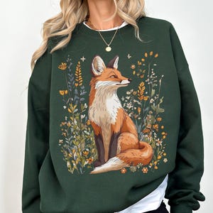 Cute Fox Sweatshirt, Flower Fox Sweater, Cottagecore Sweatshirt, Cottagecore Sweater, Fox Sweater, Floral Fox Sweater, Fox crewneck