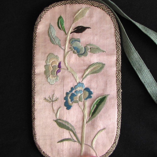 Qing Dynasty Silk Embroidered shops Eye Glass Cases - reduced price