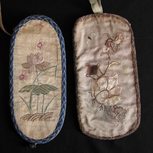 Qing Dynasty Silk Embroidered shops Eye Glass Cases - reduced price