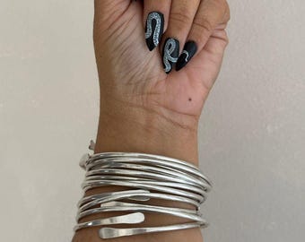 Coil brass African adjustable golden & silver bangle jewellery, gift for her everyday use bohemian jewellery