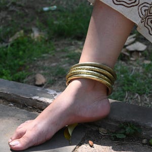 plain lock brass adjustable anklet, bohemian handmade statement jewellery gift for her