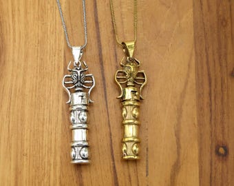 golden skull bottle pendant,Brass spoon & bottle golden pendant with chain, secret box pendant