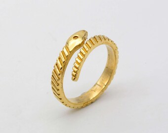 serpent Snake brass statement ring wrap adjustable snake jewellery gift for her