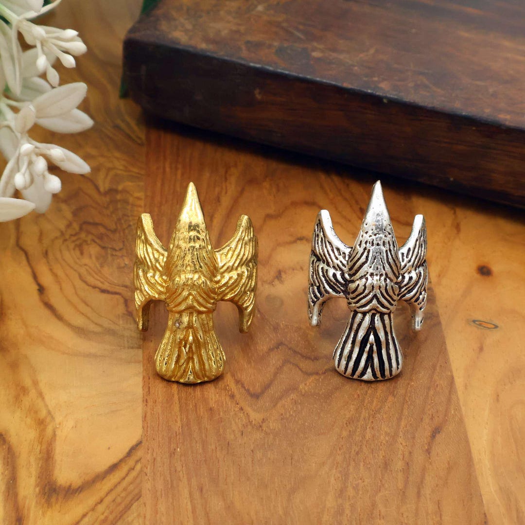Bird Wing Statement Adjustable Gold Silver Ring, Eagle Boho Gothic ...