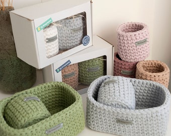 Storage crochet basket set of 3, makeup organizer, bathroom storage, home storage, entryway drawer organizer Woven basket, Mother's day gift