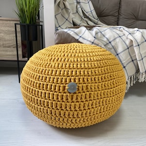 Large Pouf Ottoman COVER Round Floor Pillows for Kids Room Accent