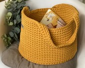 Large storage basket home organization with long handles for laundry, bathroom, kids room, nursery toy basket, blanket storage basket