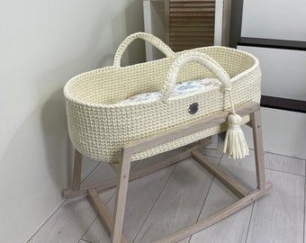 cream moses basket and stand