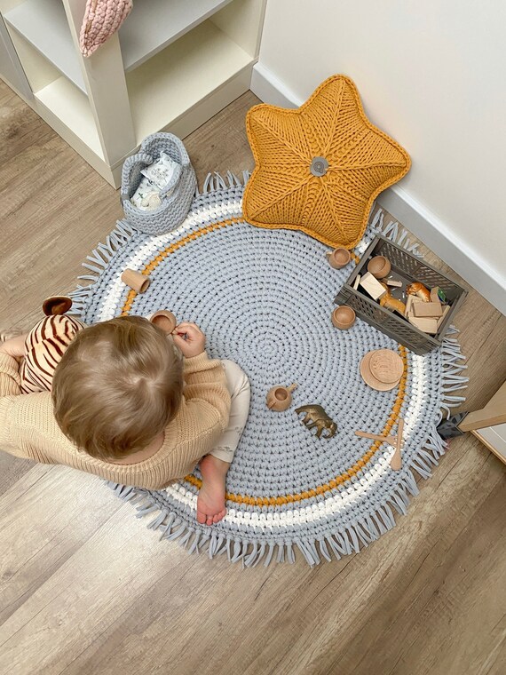 Tapis à franges pour pépinière et chambre d'enfant, tapis rond couleurs  neutres pour Woodland, pépinière Safari, tapis de jeu pour tout-petits avec  franges -  Canada