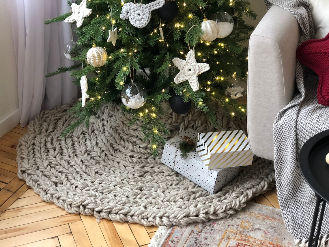 Christmas tree skirt PDF PATTERN chunky knit in arm knitting Etsy