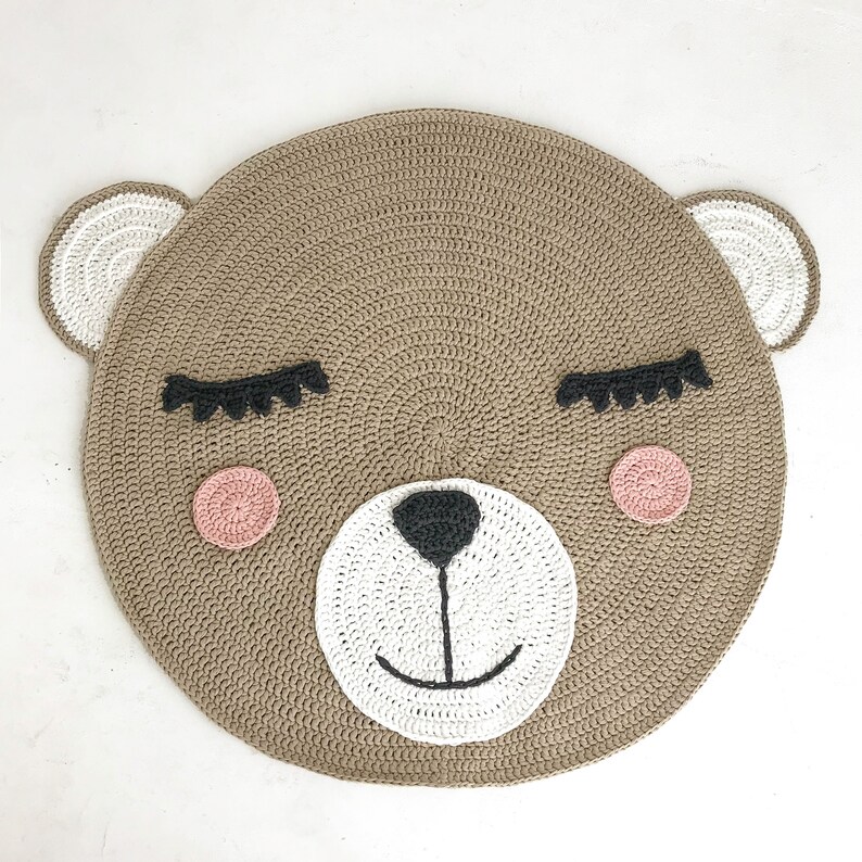 Teddy bear rug Nursery rug Crochet area rug Knit carpet Etsy