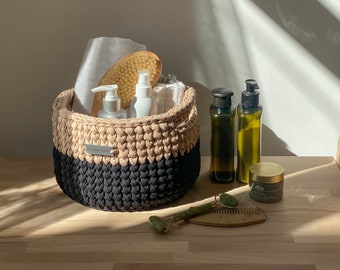 Cosmetics organiser, kitchen storage, Woven Baskets, Hand Wowen Basket, Crochet baskets, Cotton Rope Decor, Bathroom Basket