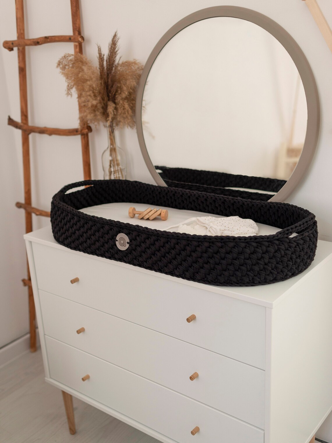 Baby Changing Basket Black Boho Changing Dresser Moses Etsy