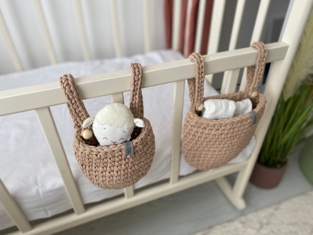 Crib hanging storage basket toy pocket storage boho baby Etsy