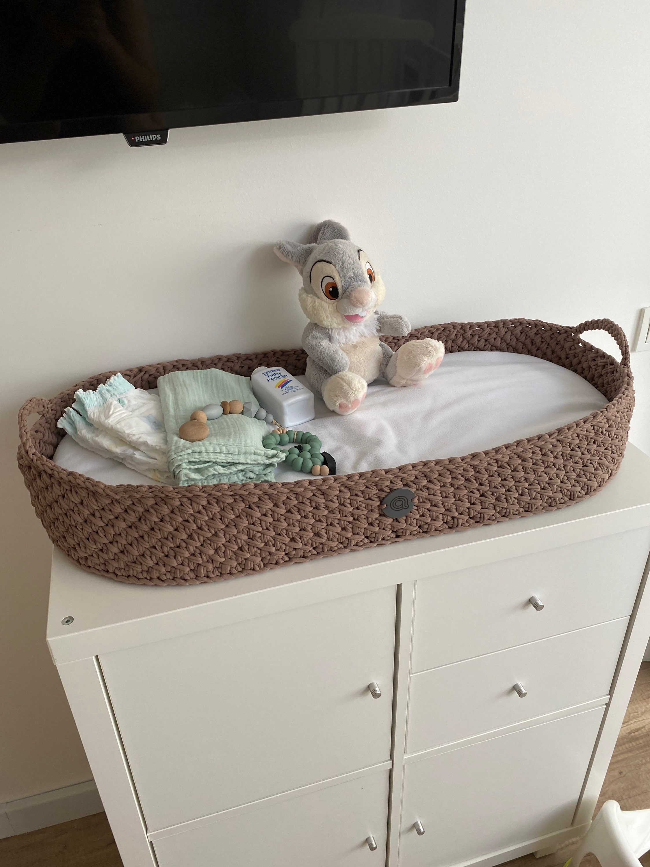 Brown Baby Changing Basket with pad Etsy