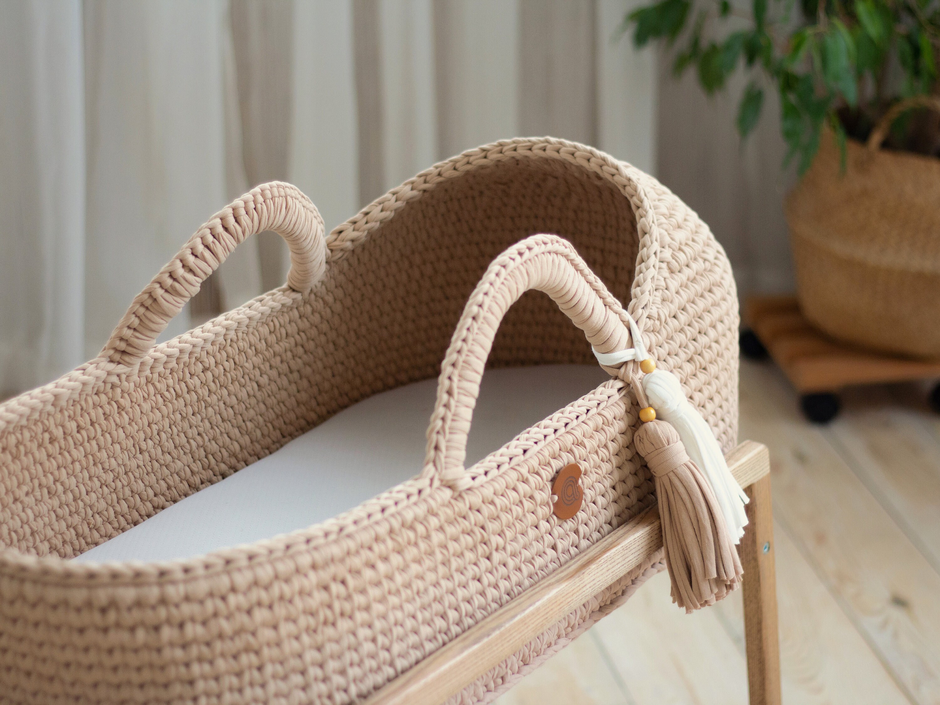 Beige Baby Moses Basket Baby Crib Baby Sleep Basket Baby Etsy