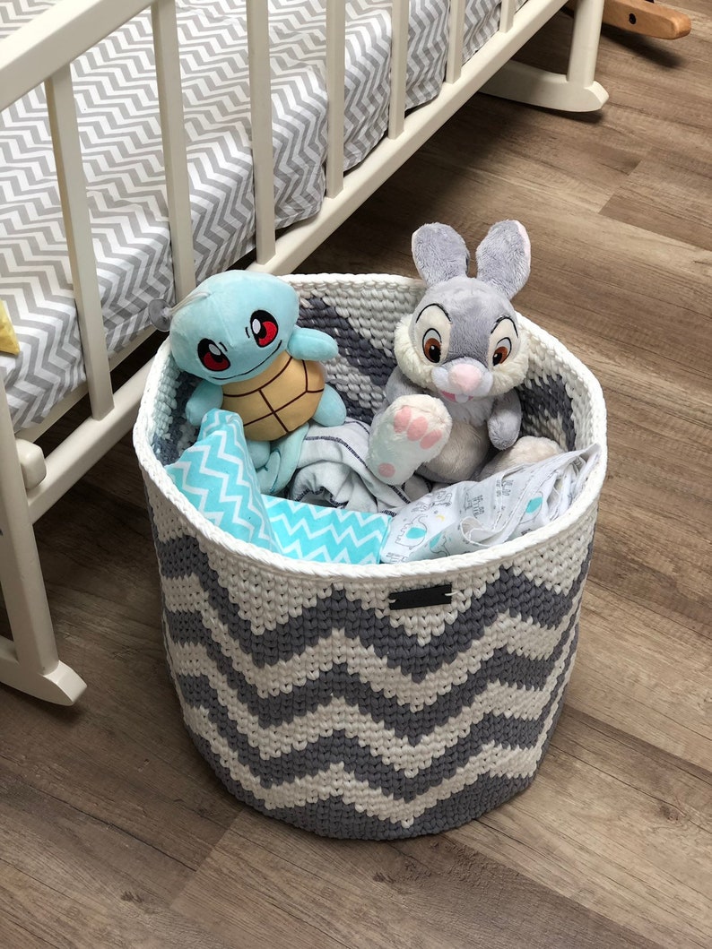 Chevron Storage Basket Custom Colors Choice Toy Storage Etsy