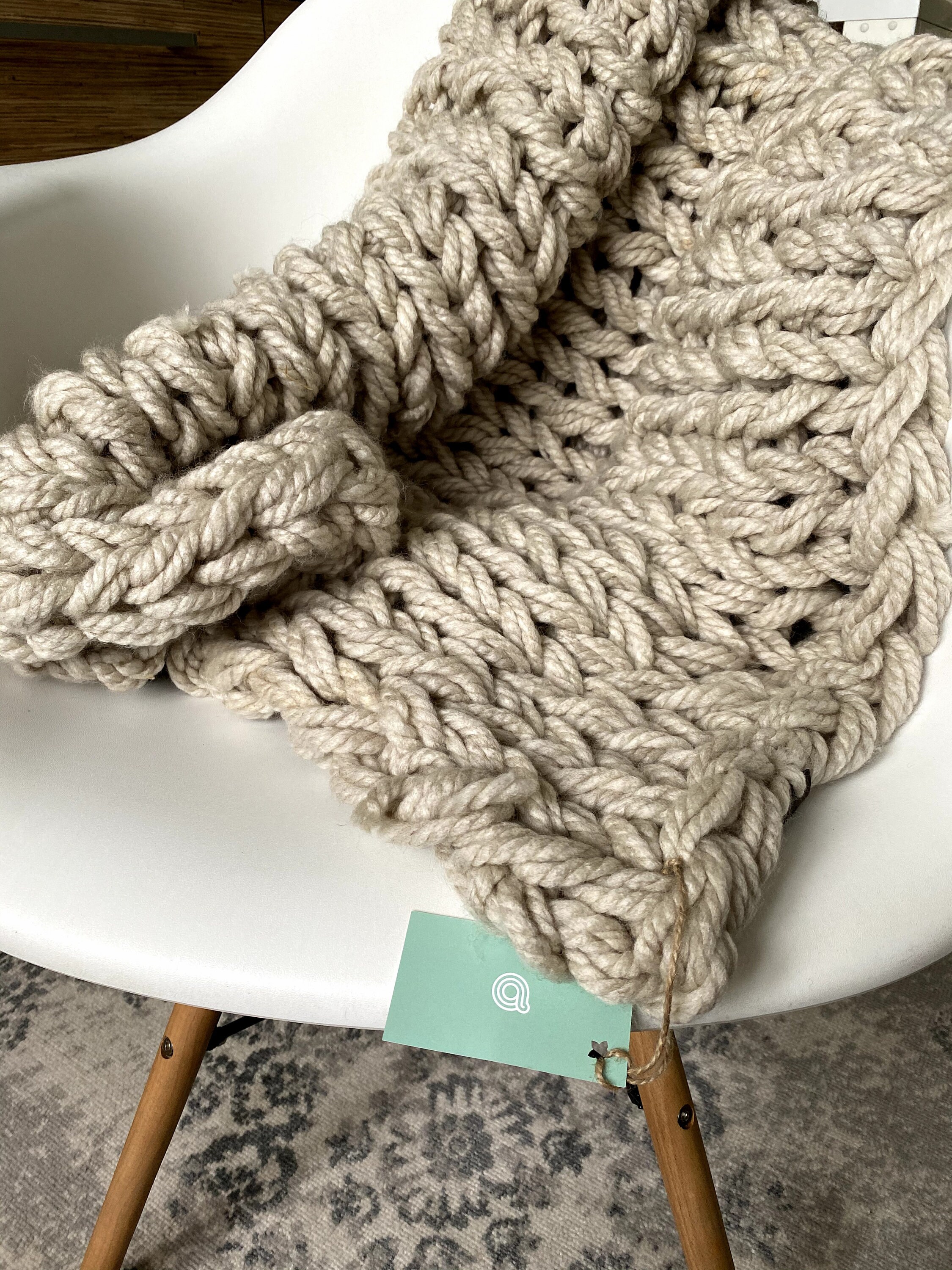 Beige Chunky blanket in stock Bulky knit throw Giant wool Etsy