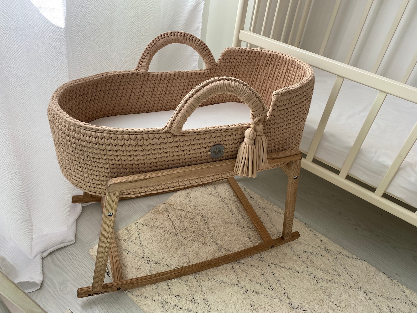 Baby moses basket with hood baby sleep basket crochet knit Etsy