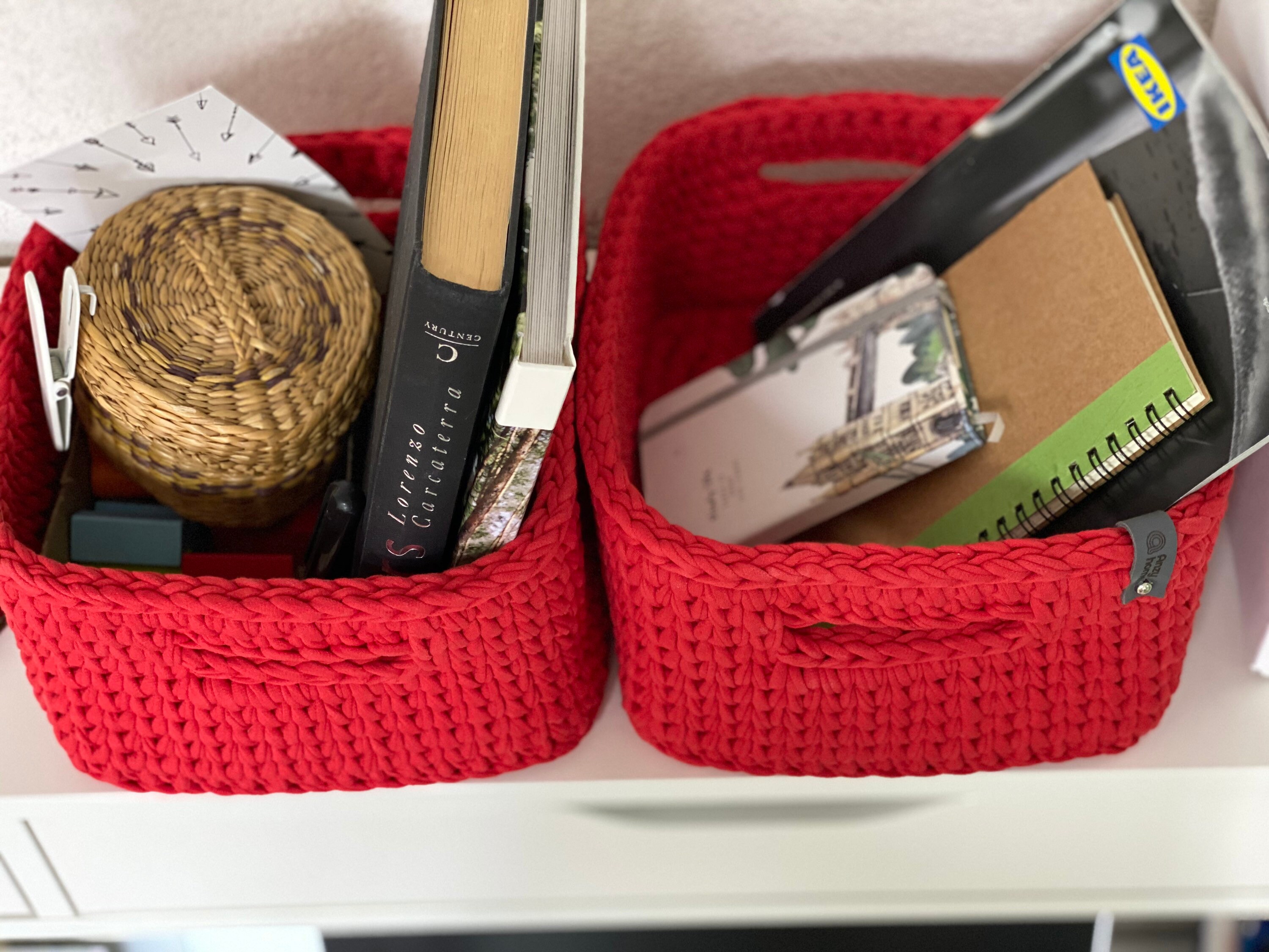 Red Storage Basket Rectangular for Suitable Home Organization Etsy