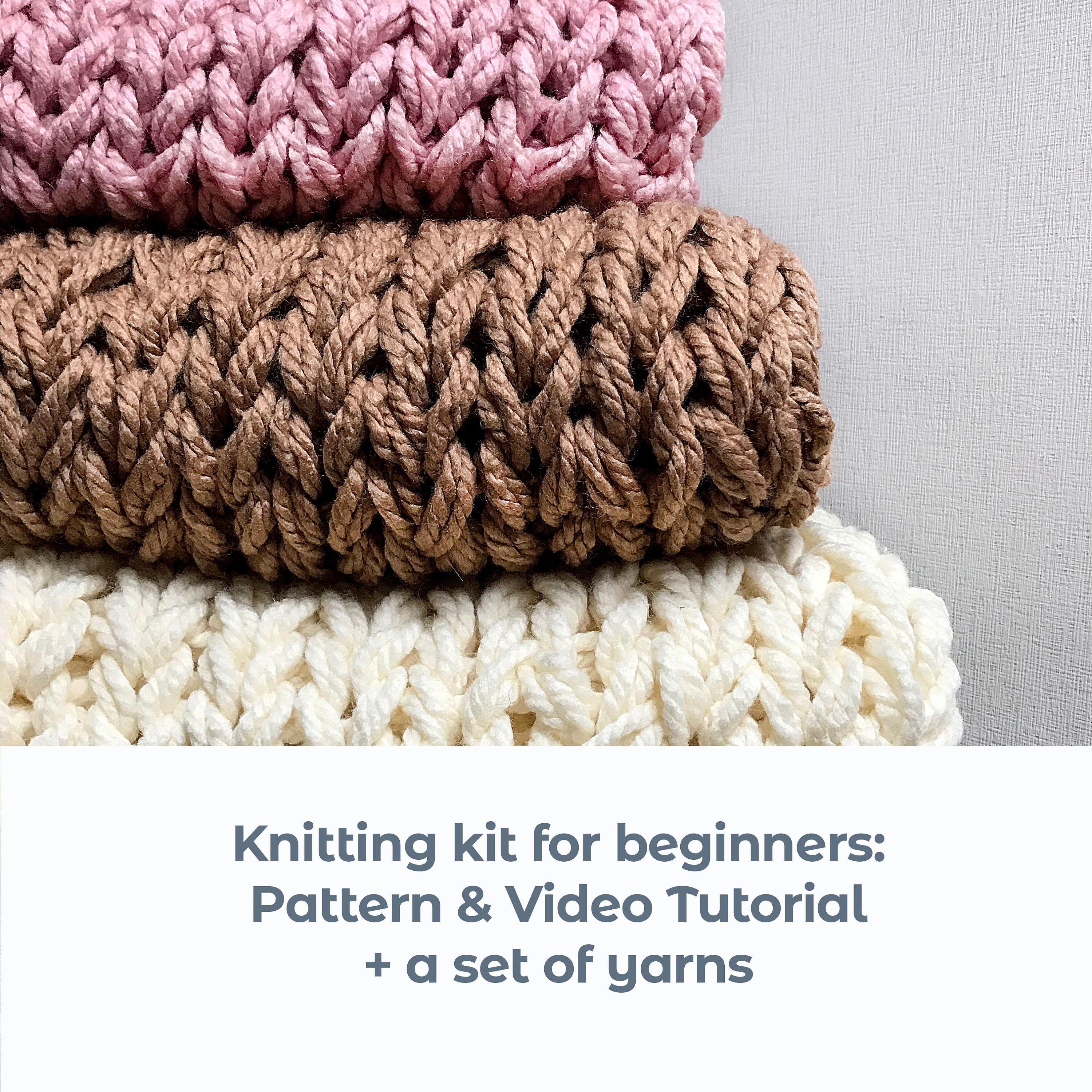 Chunky blanket DIY Jumbo Knitting Kit For beginners No Etsy