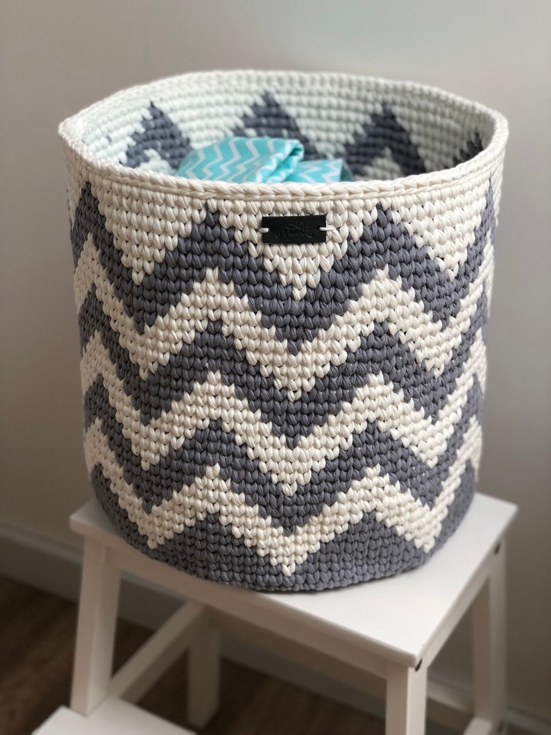 Chevron Storage Basket Custom Colors Choice Toy Storage Etsy