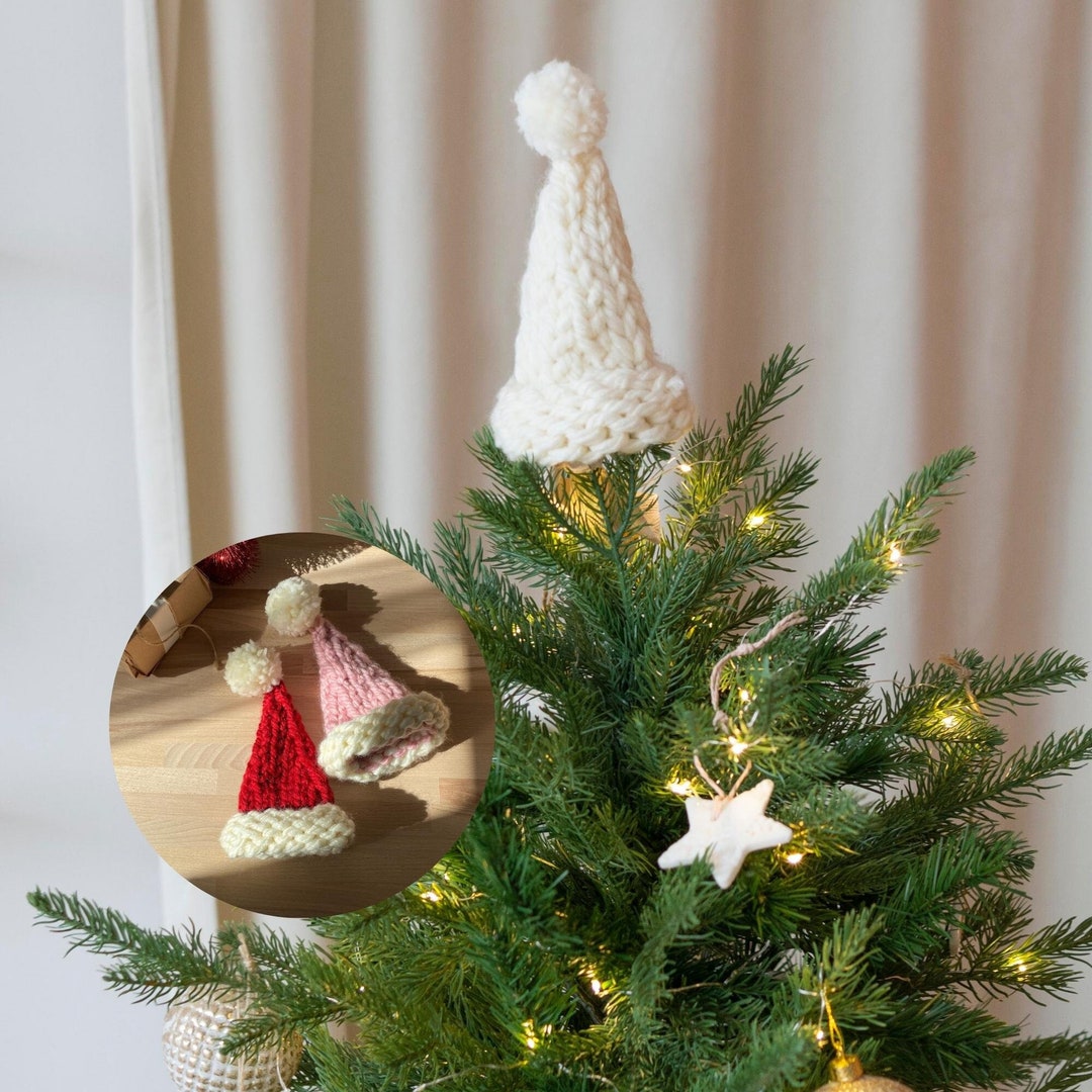 Christmas Tree Topper Santa Hat, White Tree Topper Etsy