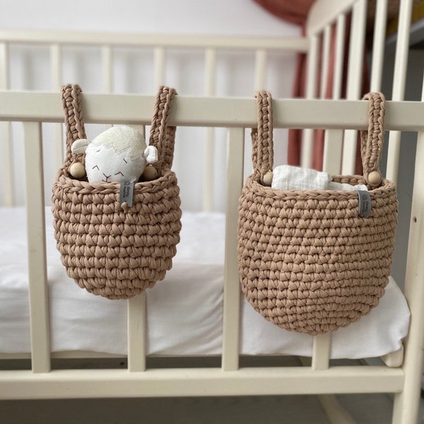 Panier de rangement suspendu, panier suspendu pour berceau, rangement de poche pour jouets, décoration bohème pour chambre de bébé, organisation de la maison