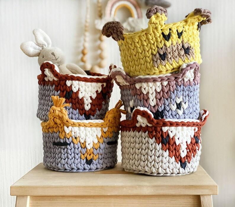 Animal crocheted storage basket to the kids room Etsy