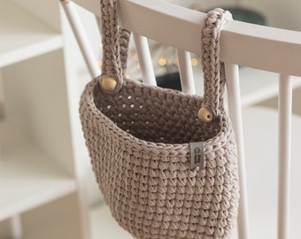 Basket for crib, hanging woven basket, Rustic Baskets Set, baby nursery storage, Woven basket nursery, crochet basket