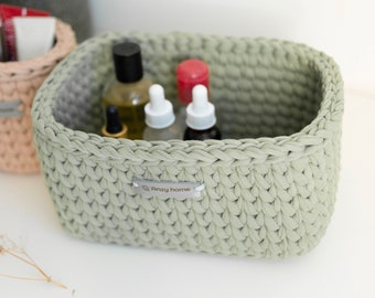 Crocheted square storage baskets, rectangular cotton baskets, 4 different sizes, color variation