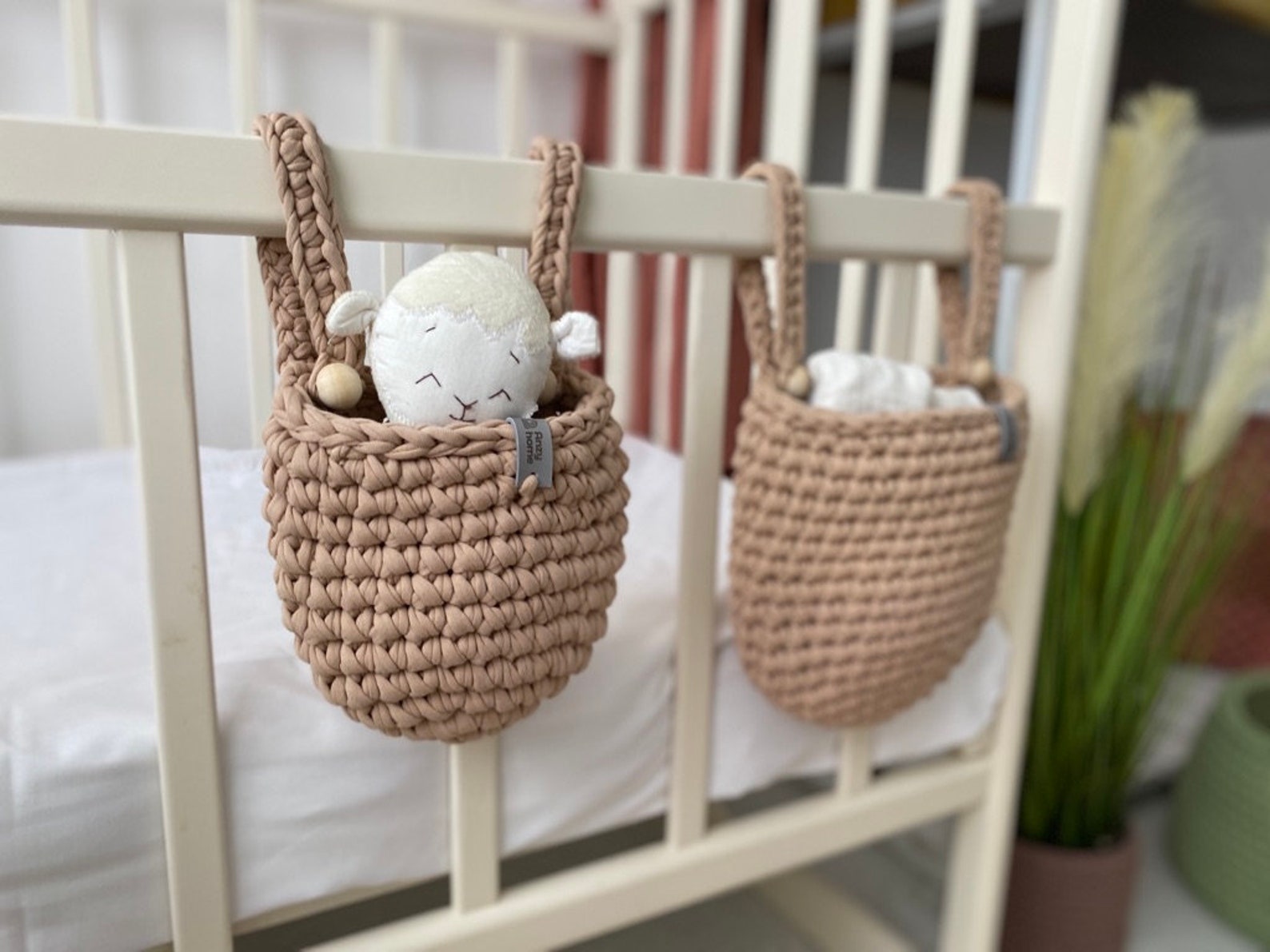 Crib hanging storage basket toy pocket storage boho baby Etsy