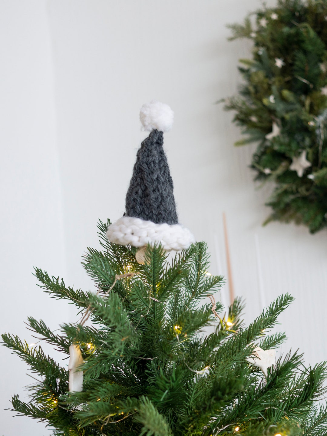 Christmas Tree Topper Santa Hat Dark Grey Tree Topper Etsy
