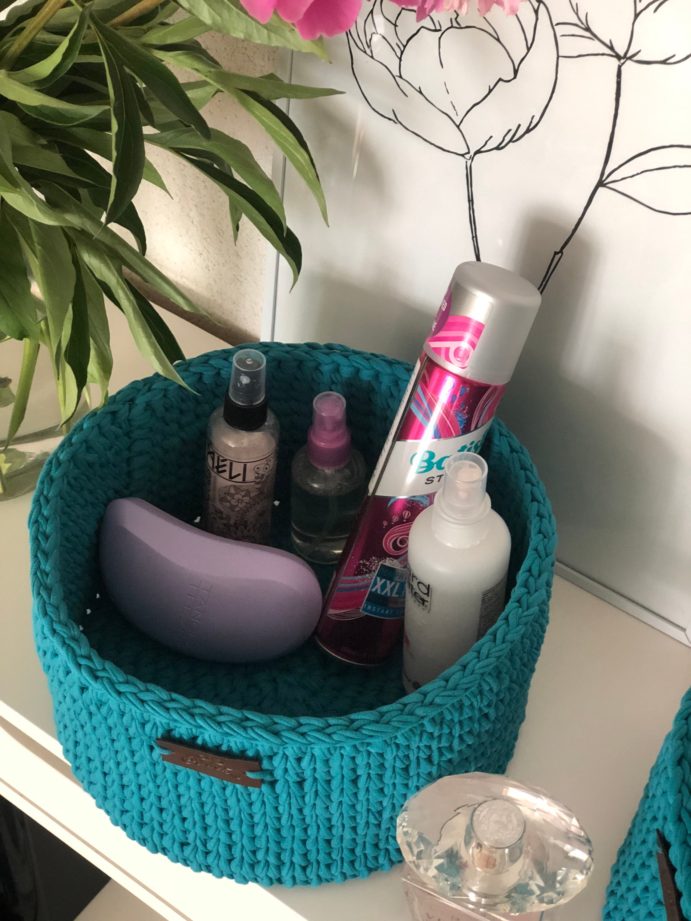 Round Blue Storage Basket for Saving Small Things Together and Etsy