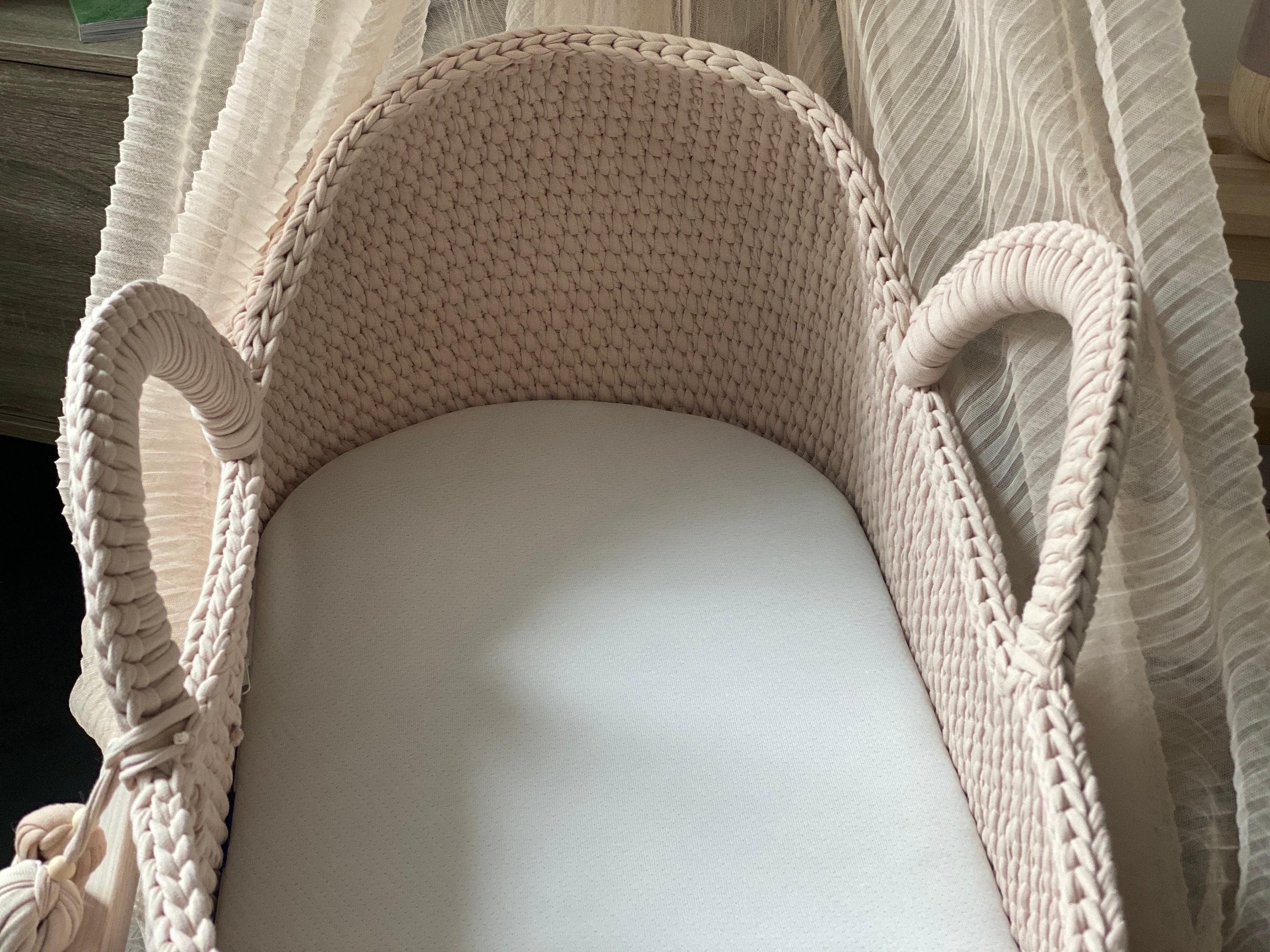 Ivory Hooded Moses Basket Baby Crib Furniture Baby Sleep Etsy