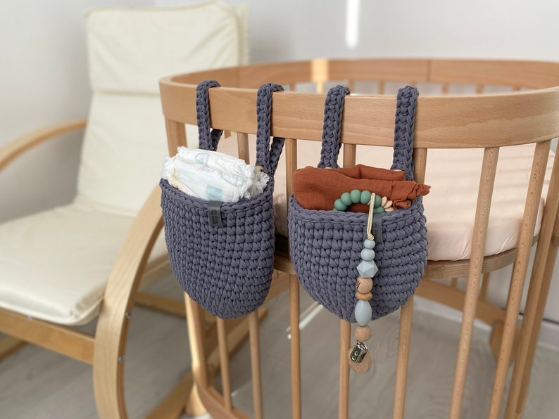 Crib Hanging Basket Organizer Toy Pocket Storage Bag Hanging Etsy